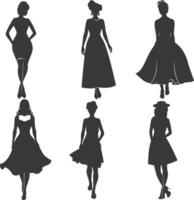 silhouette donne vestiti nero colore solo vettore