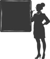 silhouette donne scuola insegnante insegnamento nel davanti di classe vettore