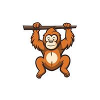 orangutan portafortuna logo. illustrazione di un' divertente orangutan mascotte. vettore