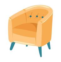 poltrona nel piatto design. confortevole moderno sedia con gambe per vivente camera. illustrazione isolato. vettore