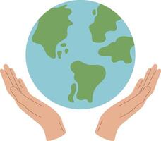 mani Tenere pianeta terra, terra giorno concetto, Salva il pianeta, ambiente, moderno cartone animato illustrazione nel piatto stile vettore