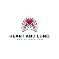 logo icona cartello illustrazione di polmoni e cuore vettore