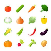 Icone di verdure piatte vettore