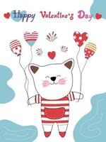 raccolta buon san valentino con simpatici gatti. progettare uno stile scarabocchio a tema san valentino vettore