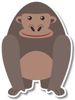 adesivo cartone animato paffuto gorilla animale vettore