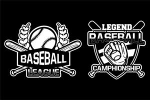 campionato di baseball campionato distintivo logo emblema modello collezione in bianco e nero vettore