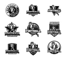 Distintivo sportivo da football americano in bianco e nero vettore