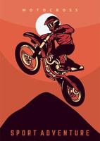 motocross jump design poster illustrazione vettoriale vintage retrò