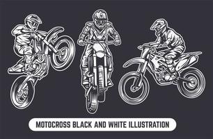 Siluetta di salto di motocross con illustrazione retrò vintage di sfondo tramonto vettore