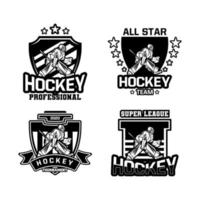 set di badge con logo di hockey su ghiaccio per la squadra vettore
