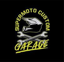 grafica vettoriale del poster dell'illustrazione del design della maglietta del garage personalizzato supermmoto