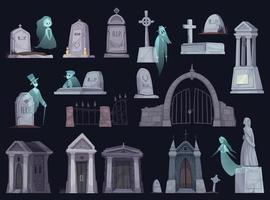 set di cartoni del cimitero vettore