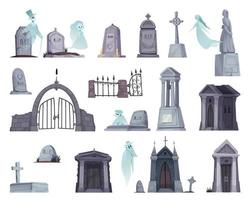 set cimitero dei cartoni animati vettore