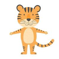 tigre simbolo del 2022 anno capodanno mascotte simpatico vetor piatto carattere animale isolato su uno sfondo bianco vettore
