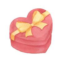 acquerello cuore sagomato regalo scatola per San Valentino giorno. mano disegnato illustrazione isolato su bianca. vettore