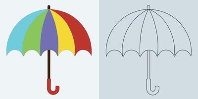 Aperto ombrello illustrazione e linea arte vettore