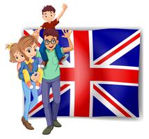 Famiglia e bandiera britannici nella priorità bassa vettore
