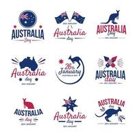 collezione di badge per il giorno dell'australia vettore