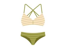 estate biancheria intima o costumi da bagno per mare. elegante Da donna costumi da bagno o bikini su isolato sfondo. piatto colorato illustrazione vettore