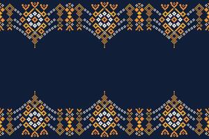 tradizionale etnico motivi ikat geometrico tessuto modello attraversare punto.ikat ricamo etnico orientale pixel Marina Militare blu sfondo. astratto, illustrazione. trama, decorazione, carta da parati. vettore