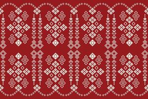 tradizionale etnico motivi ikat geometrico tessuto modello attraversare punto.ikat ricamo etnico orientale pixel rosso sfondo. astratto, illustrazione. trama, natale, decorazione, carta da parati. vettore