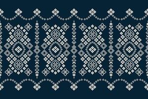tradizionale etnico motivi ikat geometrico tessuto modello attraversare punto.ikat ricamo etnico orientale pixel Marina Militare blu sfondo. astratto, illustrazione. trama, decorazione, carta da parati. vettore