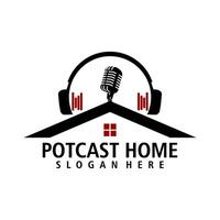 Podcast casa logo design illustrazione vettore