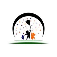 contento bambini logo illustrazione design vettore