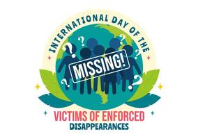 internazionale giorno di il vittime di forzata sparizioni illustrazione su agosto 30 con mancante persona o perso persone nel piatto sfondo vettore