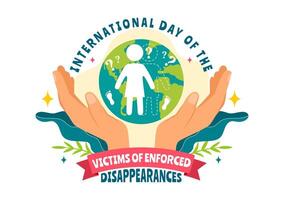 internazionale giorno di il vittime di forzata sparizioni illustrazione su agosto 30 con mancante persona o perso persone nel piatto sfondo vettore