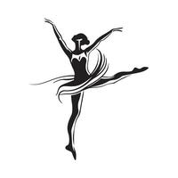 balletto ballerino silhouette disegno, logo isolato su bianca vettore
