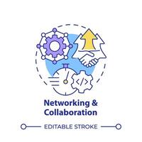 networking e collaborazione Multi colore concetto icona. hackathon beneficio. conoscenza condivisione. il giro forma linea illustrazione. astratto idea. grafico design. facile per uso nel promozionale materiale vettore