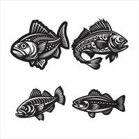 merluzzo pesce silhouette icona grafico logo design vettore