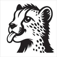 ghepardo logo - un' giocoso ghepardo illustrazione nel nero e bianca vettore