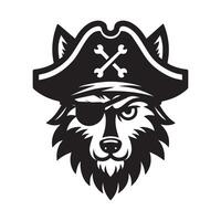 lupo logo - un' pirata lupo illustrazione nel nero e bianca vettore