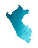 illustrazione con semplificato blu silhouette di Perù carta geografica. poligonale triangolare stile. bianca sfondo. vettore