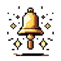 pixel campana icona. illustrazione di un' d'oro campana. 8 po campana. portico gioco simbolo, ragnatela icona. vettore
