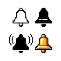 pixel campana. impostato di campana pixel icone. 8 po campana cartello. portico gioco simbolo. vettore