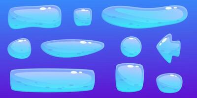 gioco acqua pulsante impostato ui. acqua blu pulsante kit elemento. cartone animato illustrazione. gioco ui per App e menù. vettore