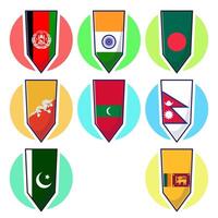 impostato di Sud asiatico paesi bandiera icona portafortuna collezione illustrazione vettore