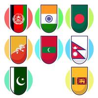 grande cartone animato di Sud asiatico paesi bandiera icona portafortuna illustrazione vettore
