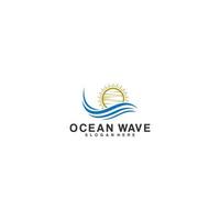 modello logo onda oceanica, vettore in sfondo bianco