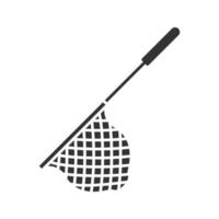 icona del glifo netto scoop. attrezzi da pesca. rete a cerchio. simbolo di sagoma. spazio negativo. illustrazione vettoriale isolato