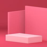 rosa 3d podio piedistallo geometrico In piedi finto su per cosmetico Prodotto mostrare realistico vettore