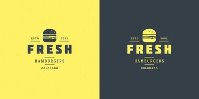 hamburger logo illustrazione Hamburger silhouette bene per ristorante menù e bar distintivo vettore