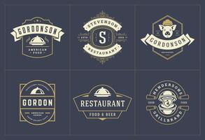 ristorante loghi e badge modelli impostato illustrazione vettore