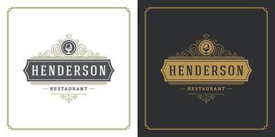 ristorante logo modello illustrazione per menù e bar cartello vettore