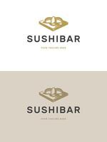 Sushi ristorante emblema logo modello illustrazione. vettore