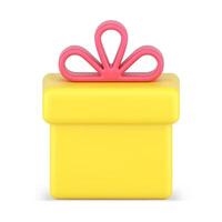 oro regalo scatola 3d icona. festivo confezione con rosso volume arco vettore