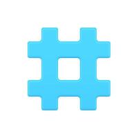 hashtag blu simbolo 3d icona. ragnatela cartello hashing messaggi nel media spazio vettore